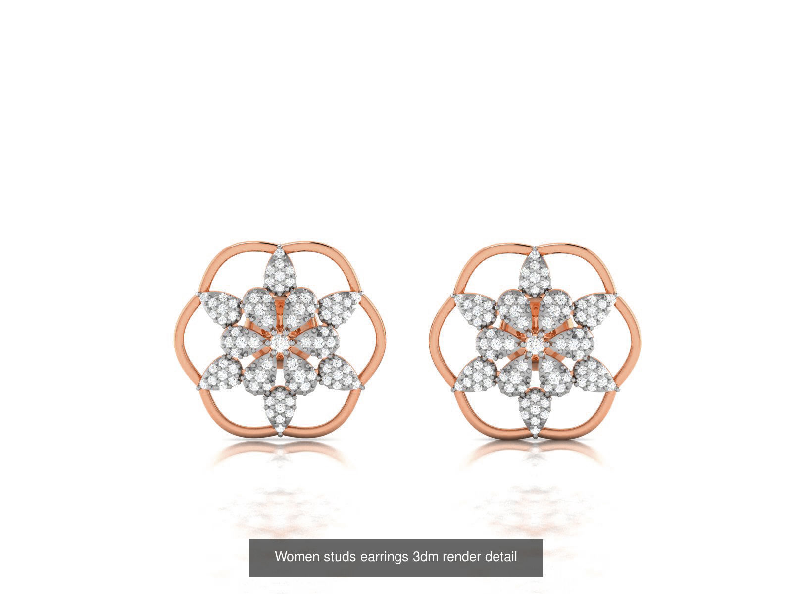 395 Women studs earrings 3dm render detail  3D Model Collection_83