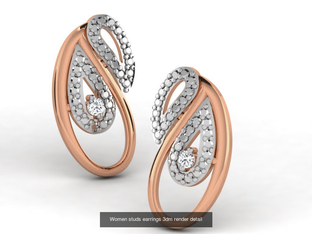 395 Women studs earrings 3dm render detail  3D Model Collection_97