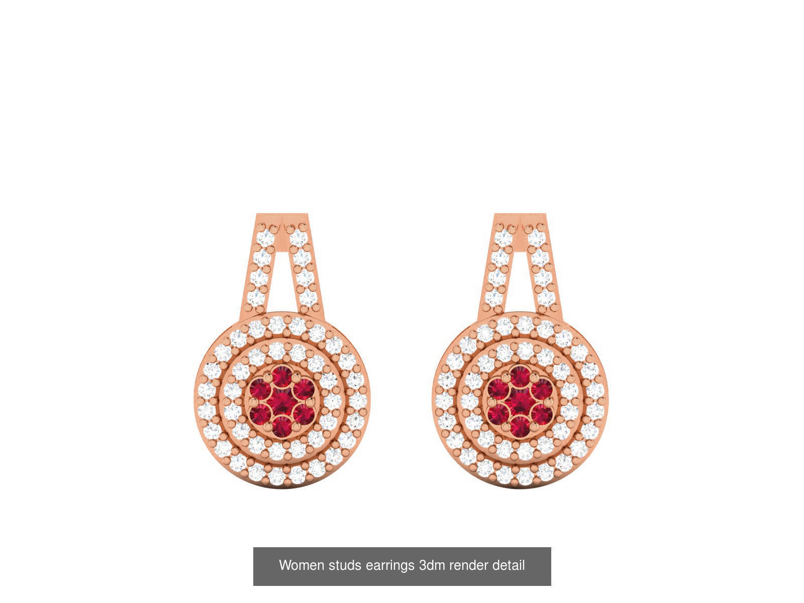 395 Women studs earrings 3dm render detail  3D Model Collection_71