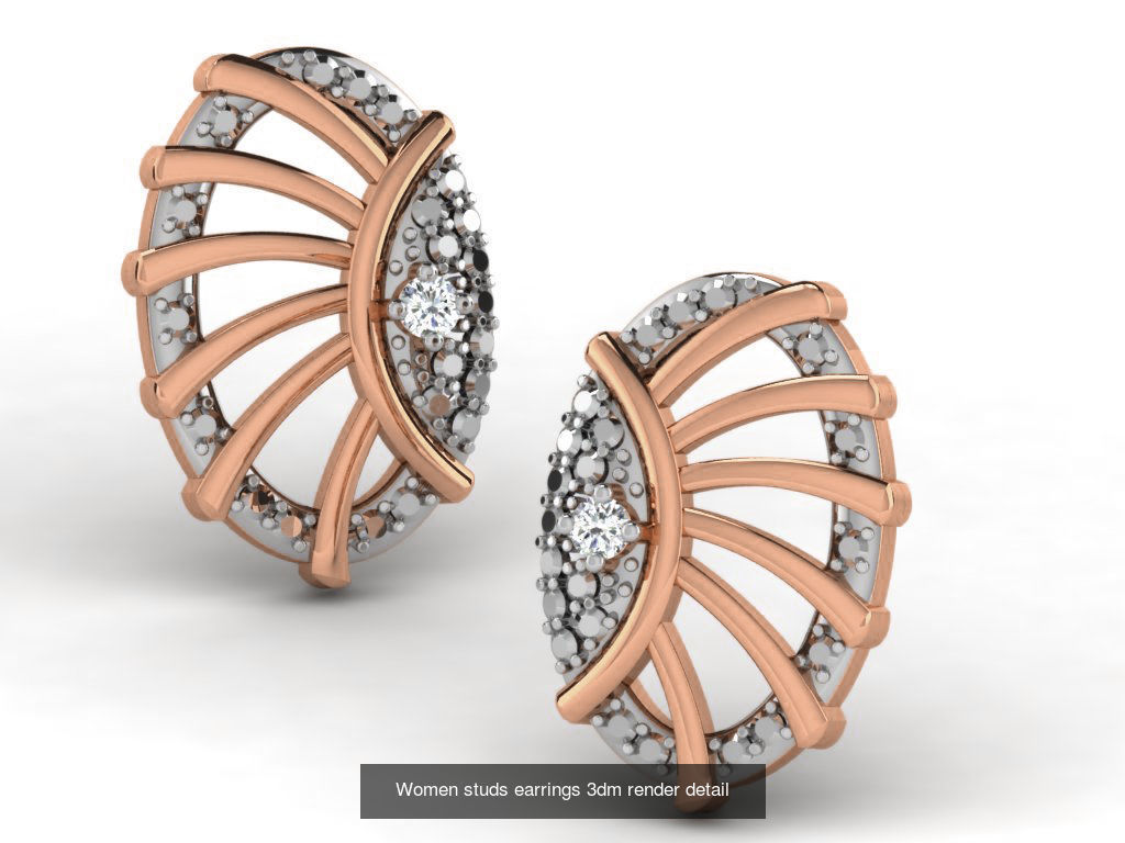 395 Women studs earrings 3dm render detail  3D Model Collection_88