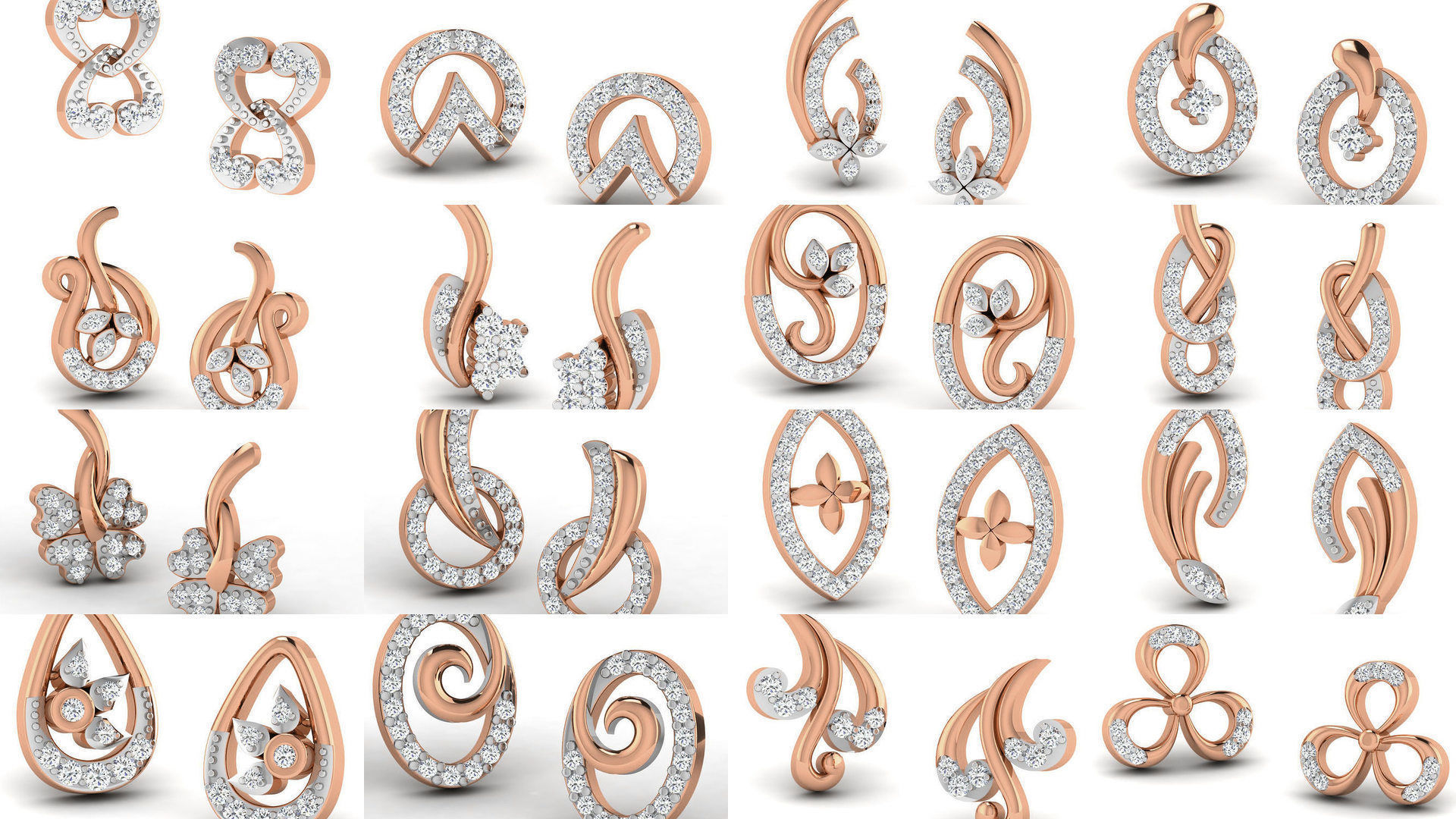 395 Women studs earrings 3dm render detail  3D Model Collection_35