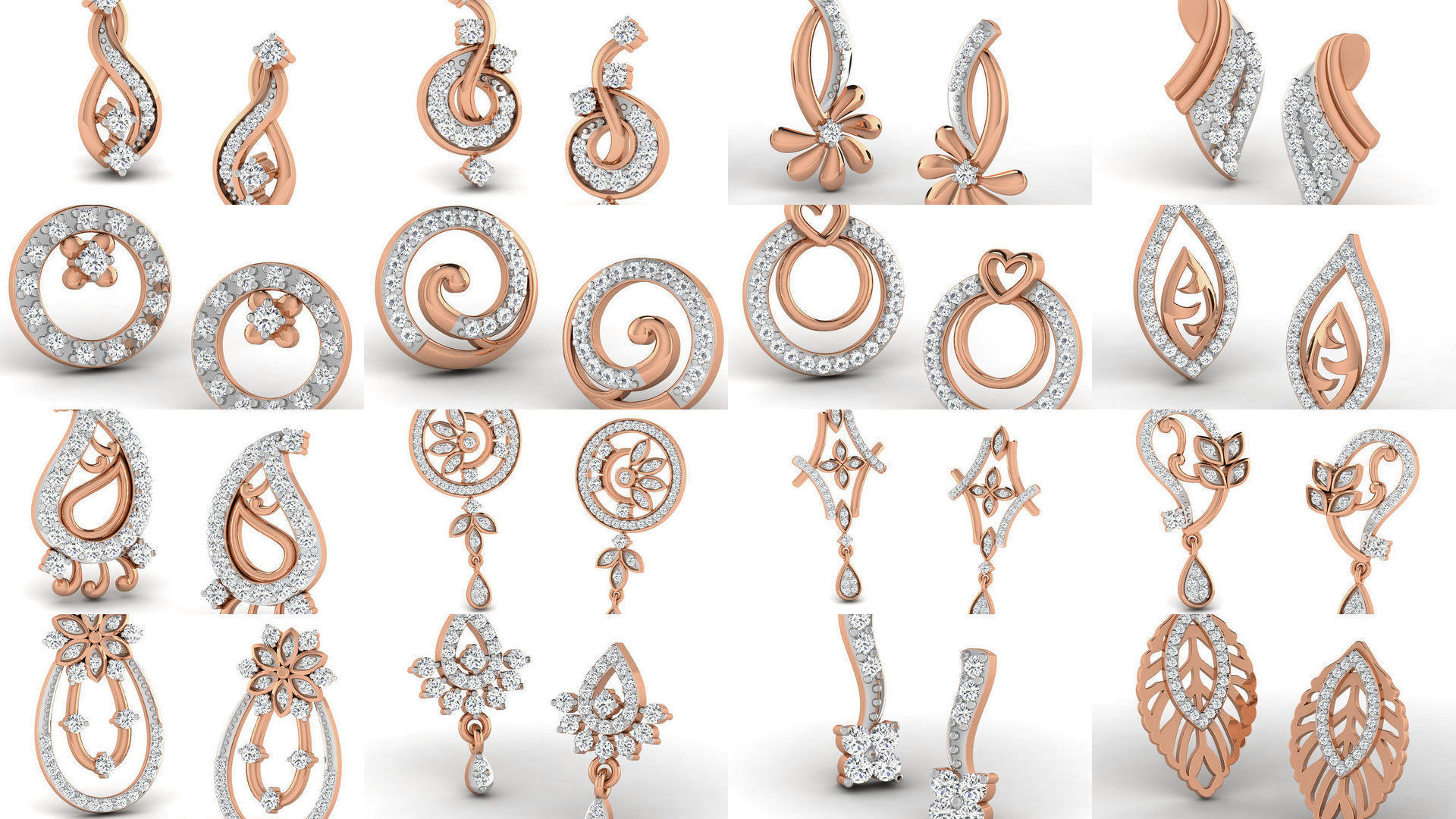 395 Women studs earrings 3dm render detail  3D Model Collection_9
