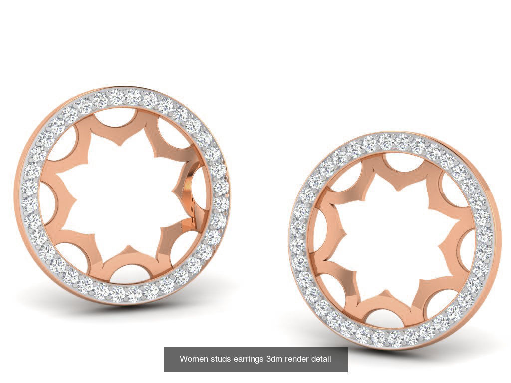 395 Women studs earrings 3dm render detail  3D Model Collection_195