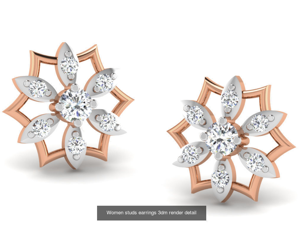 395 Women studs earrings 3dm render detail  3D Model Collection_163
