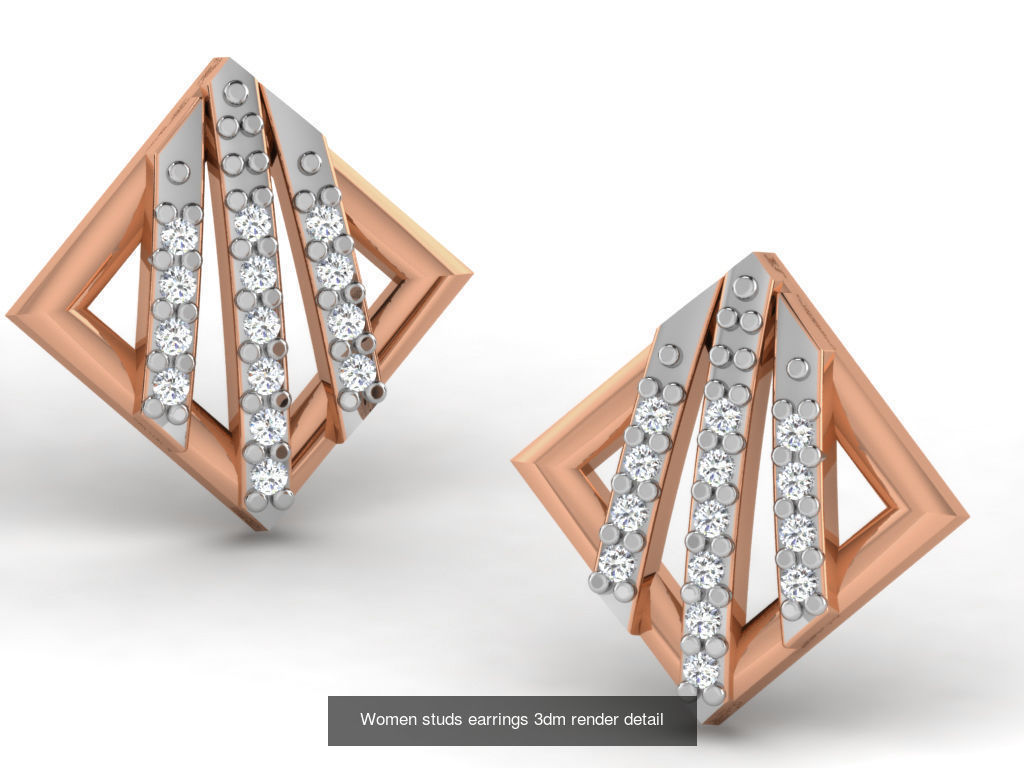 395 Women studs earrings 3dm render detail  3D Model Collection_231