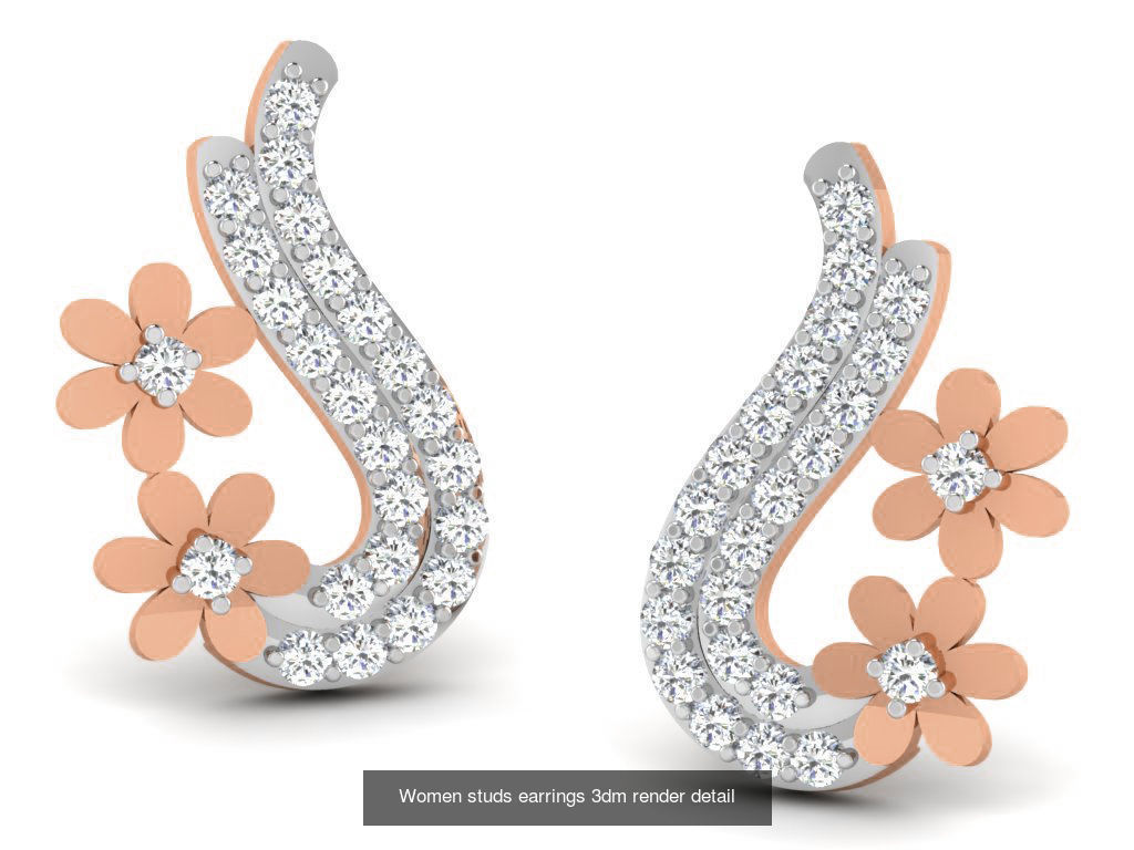 395 Women studs earrings 3dm render detail  3D Model Collection_167