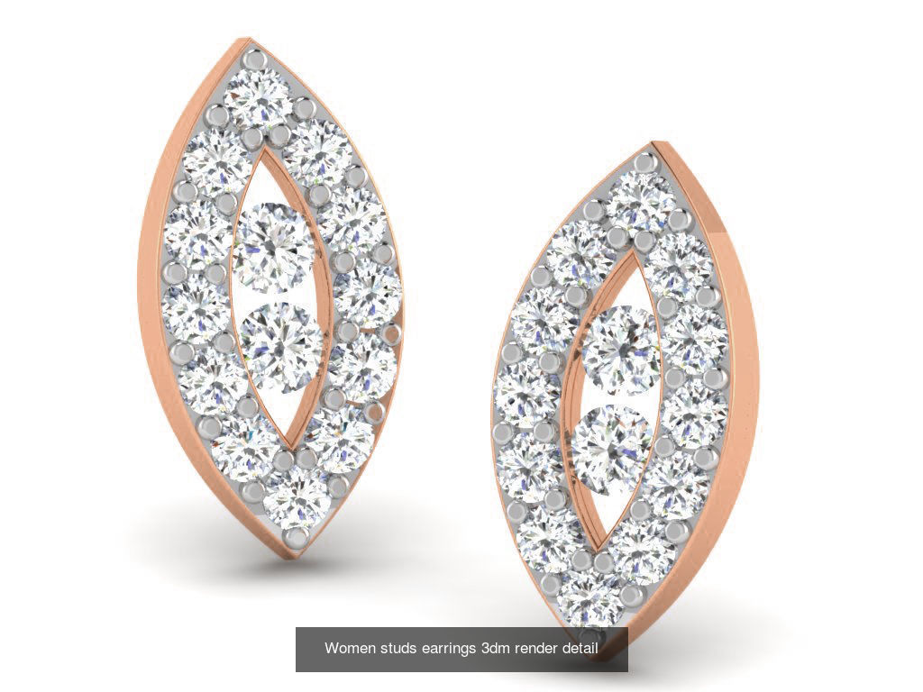 395 Women studs earrings 3dm render detail  3D Model Collection_48