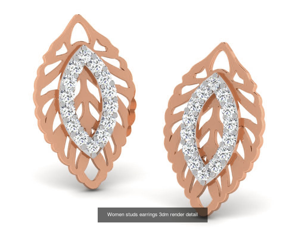 395 Women studs earrings 3dm render detail  3D Model Collection_54