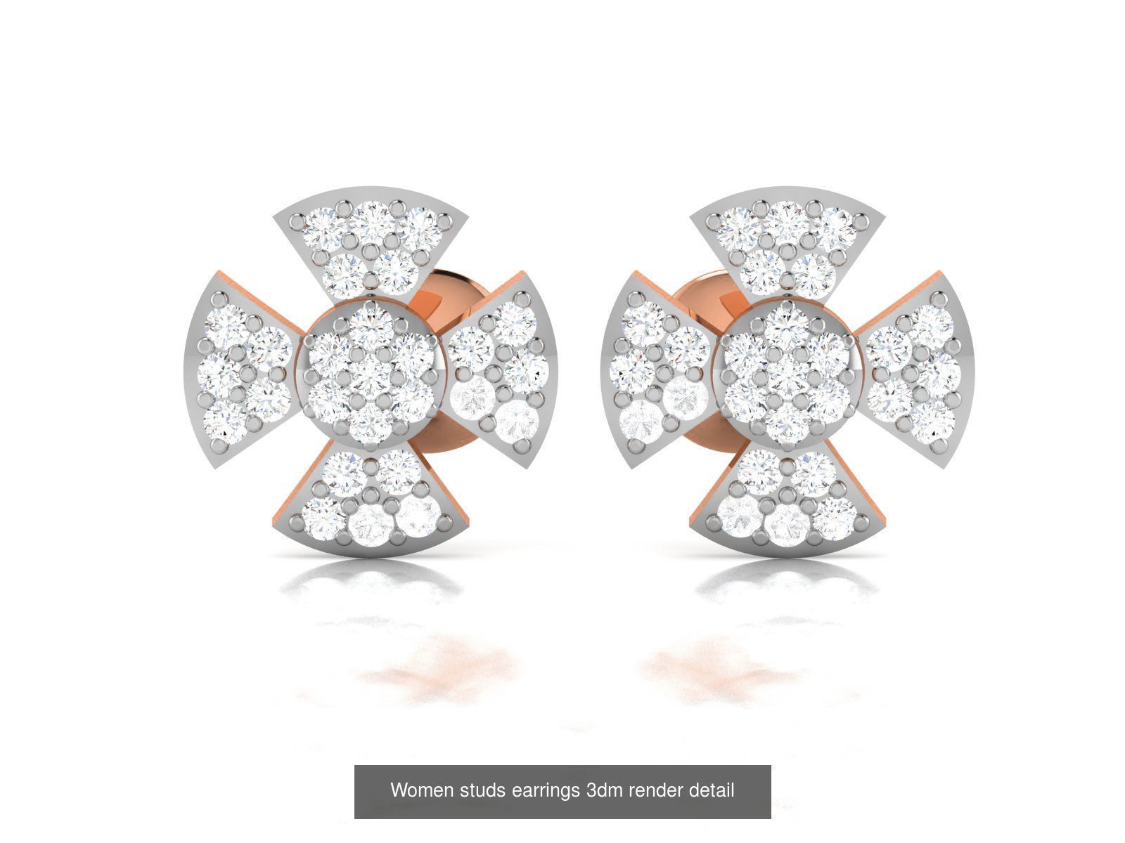 395 Women studs earrings 3dm render detail  3D Model Collection_121