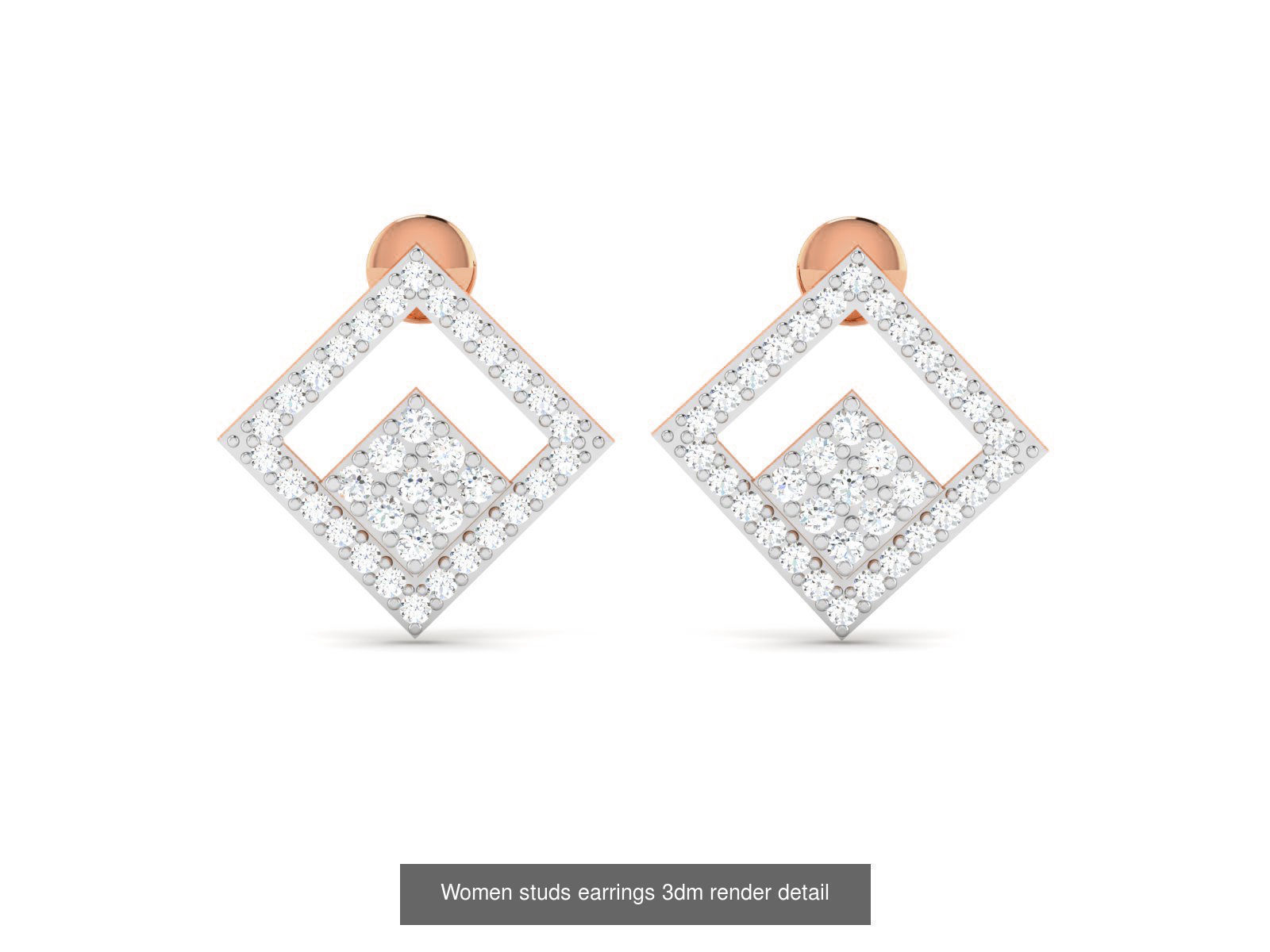 395 Women studs earrings 3dm render detail  3D Model Collection_119