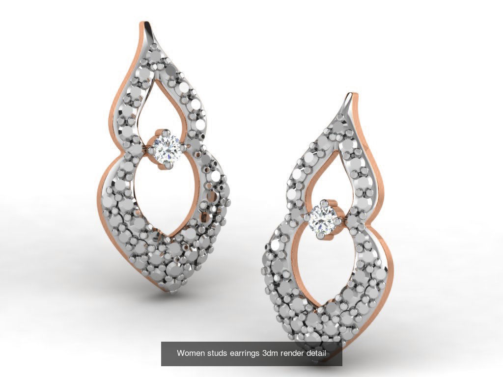 395 Women studs earrings 3dm render detail  3D Model Collection_94