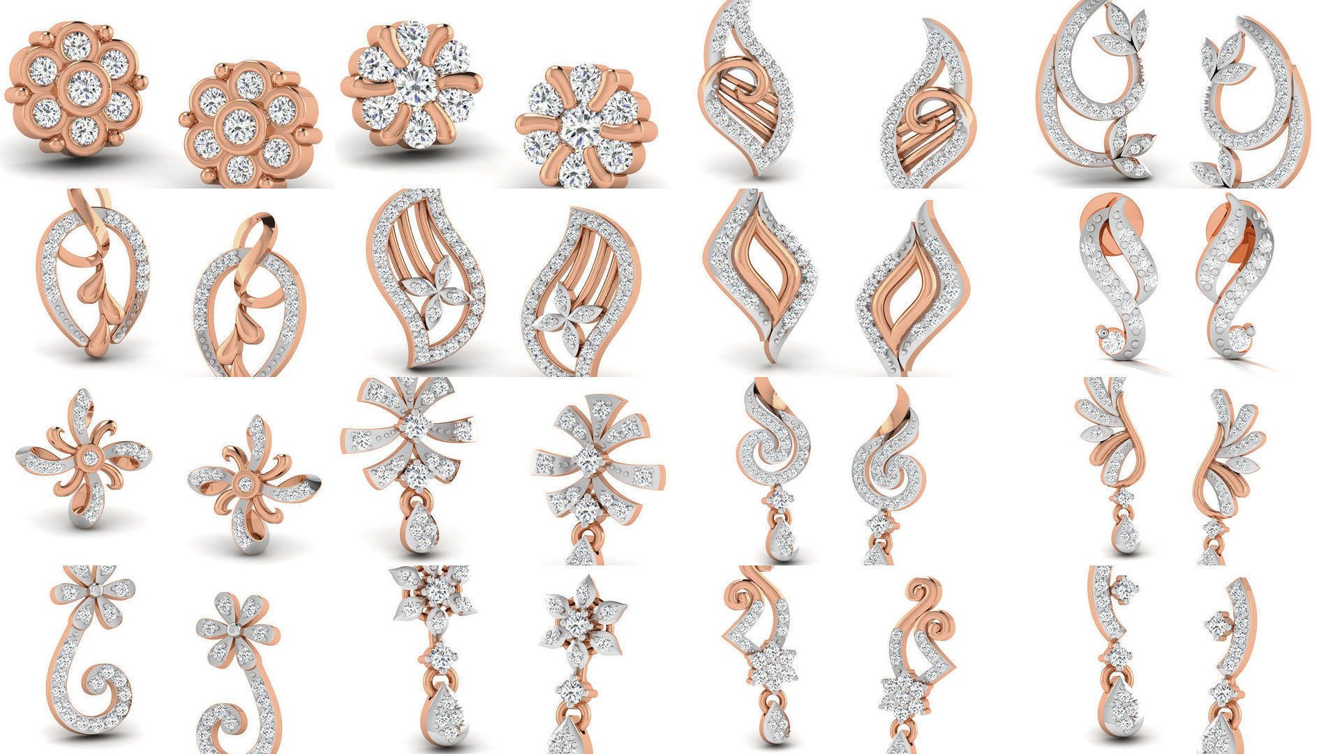 395 Women studs earrings 3dm render detail  3D Model Collection_23
