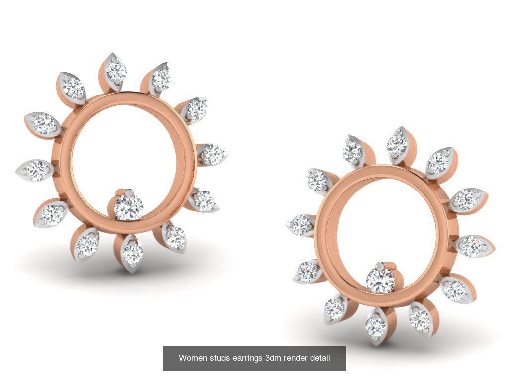 395 Women studs earrings 3dm render detail  3D Model Collection_190