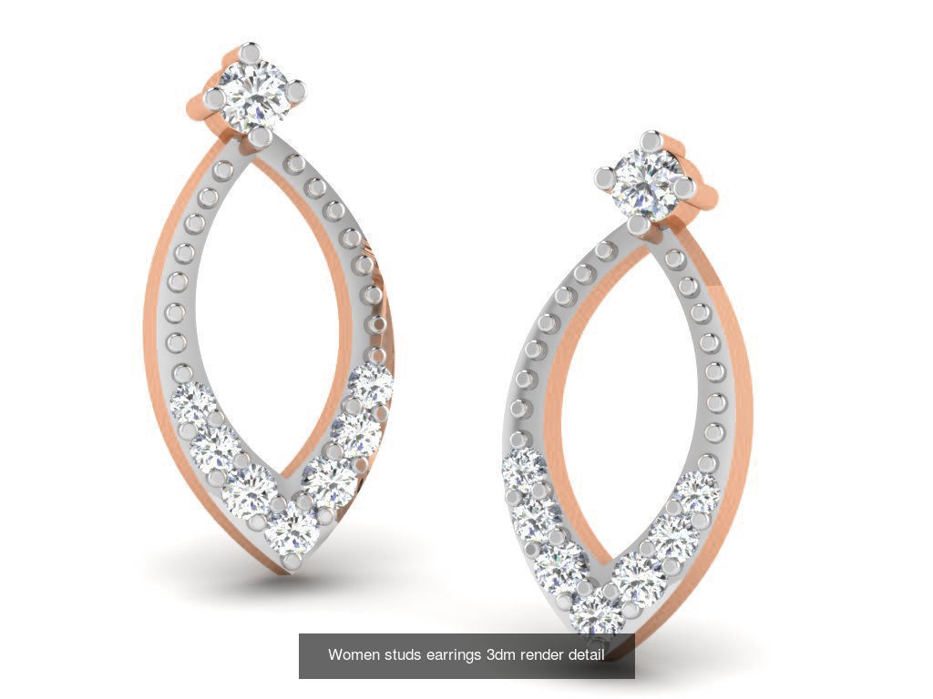 395 Women studs earrings 3dm render detail  3D Model Collection_227