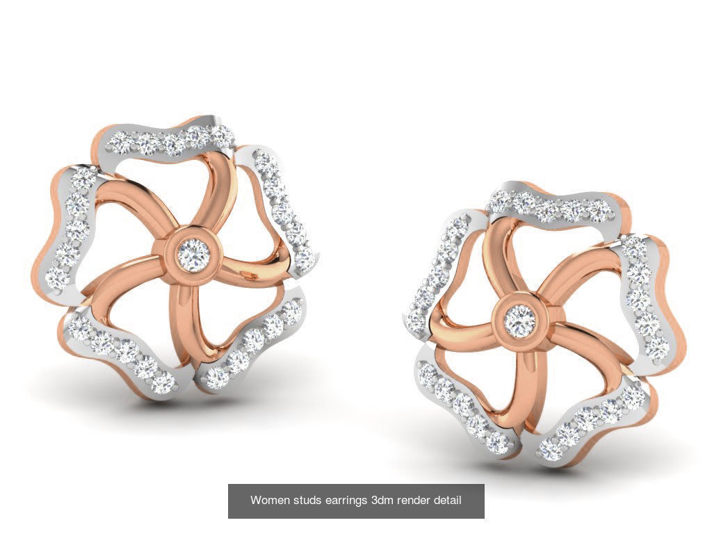 395 Women studs earrings 3dm render detail  3D Model Collection_177