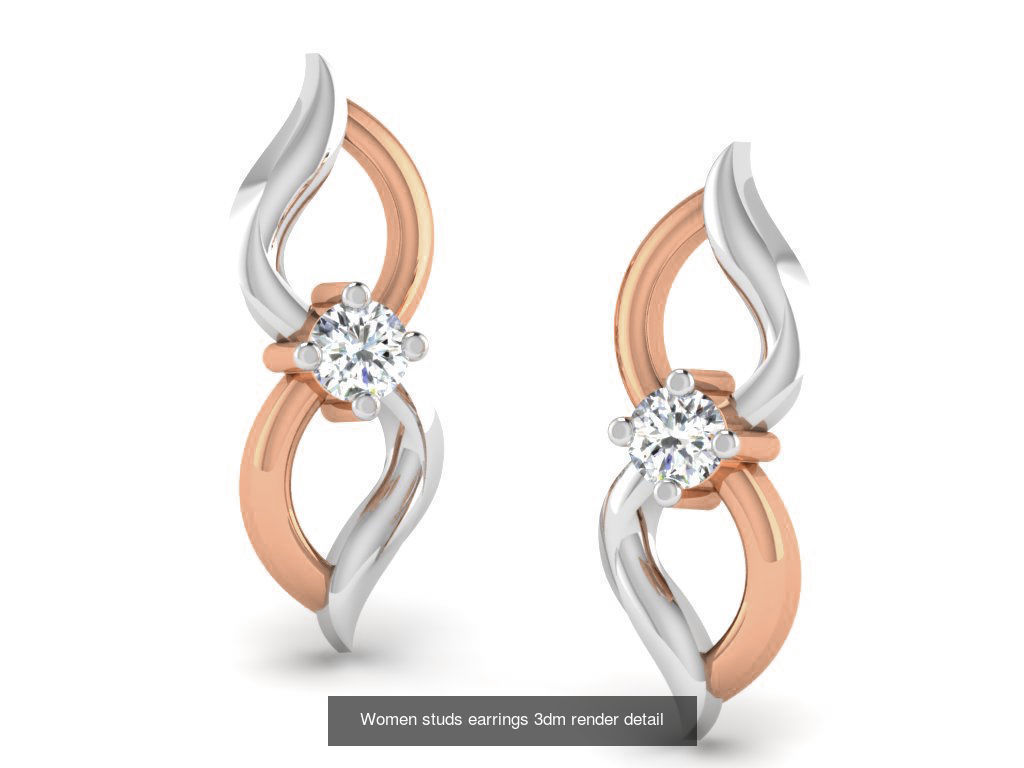 395 Women studs earrings 3dm render detail  3D Model Collection_154