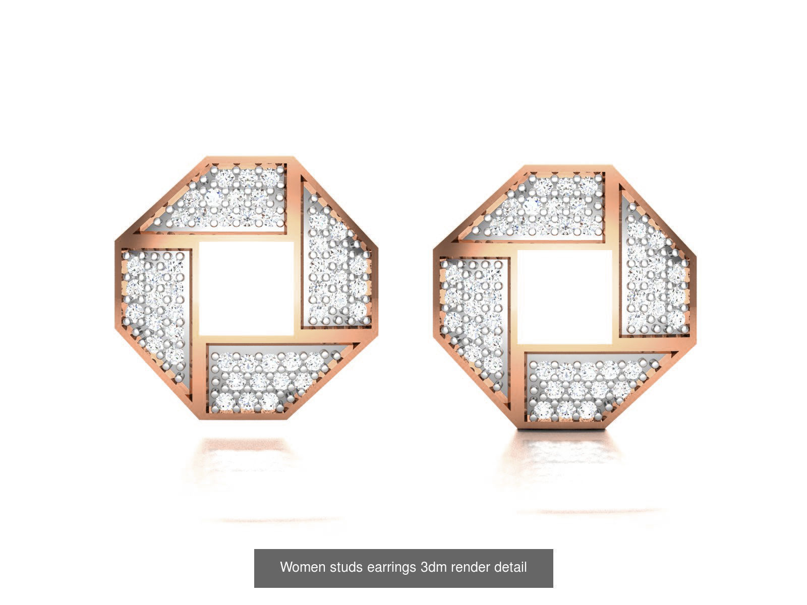 395 Women studs earrings 3dm render detail  3D Model Collection_117