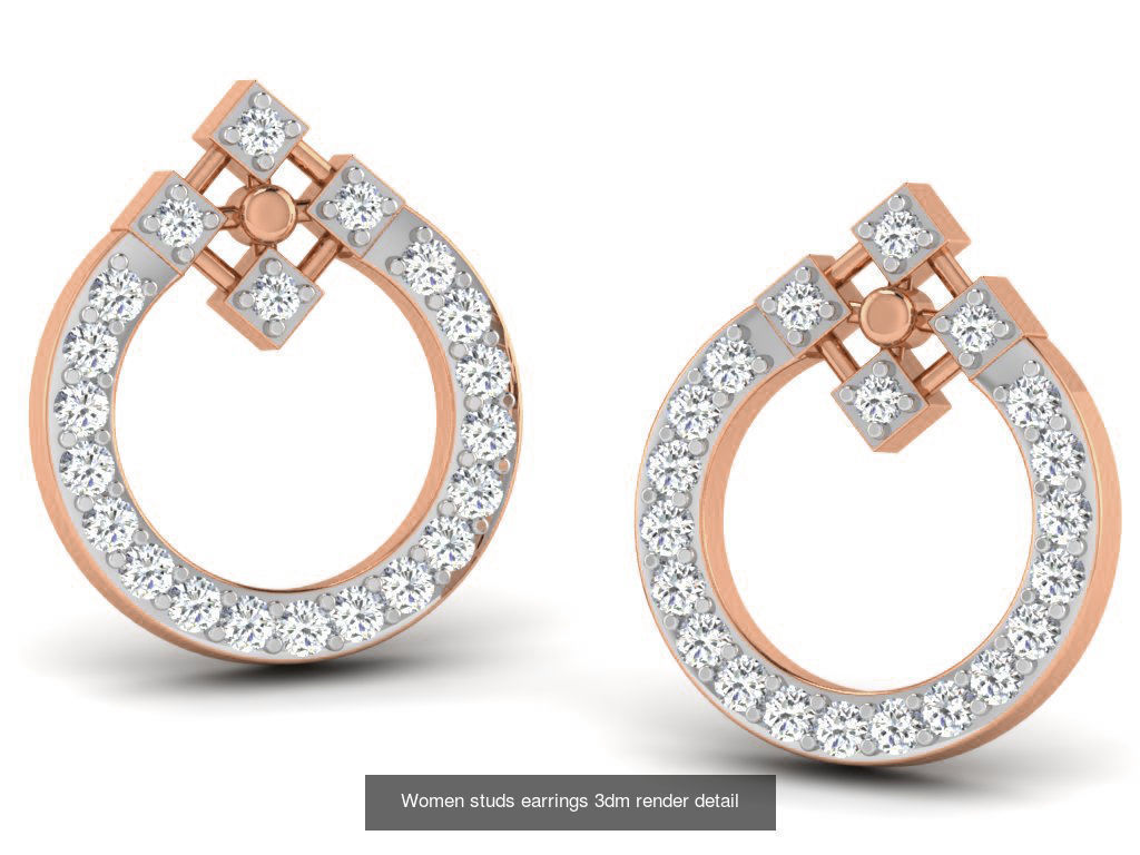 395 Women studs earrings 3dm render detail  3D Model Collection_206