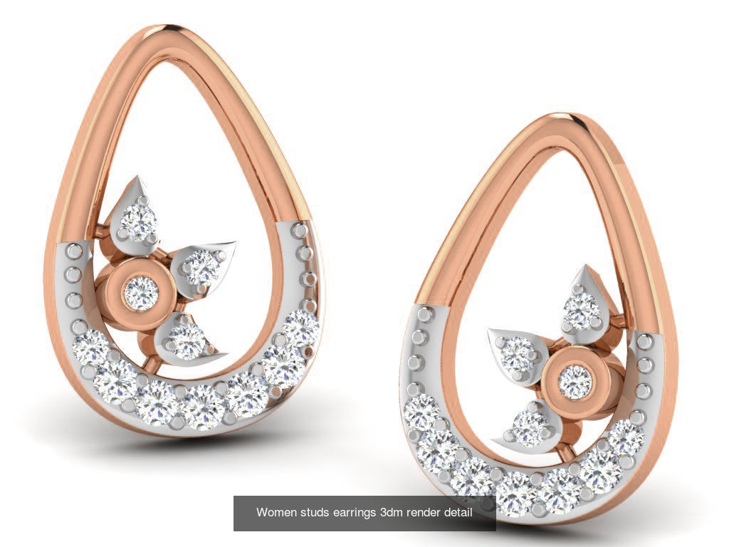 395 Women studs earrings 3dm render detail  3D Model Collection_208