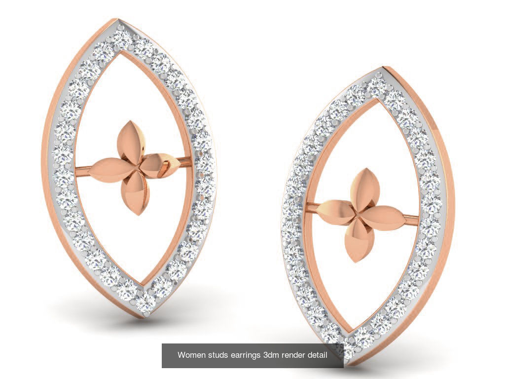 395 Women studs earrings 3dm render detail  3D Model Collection_204