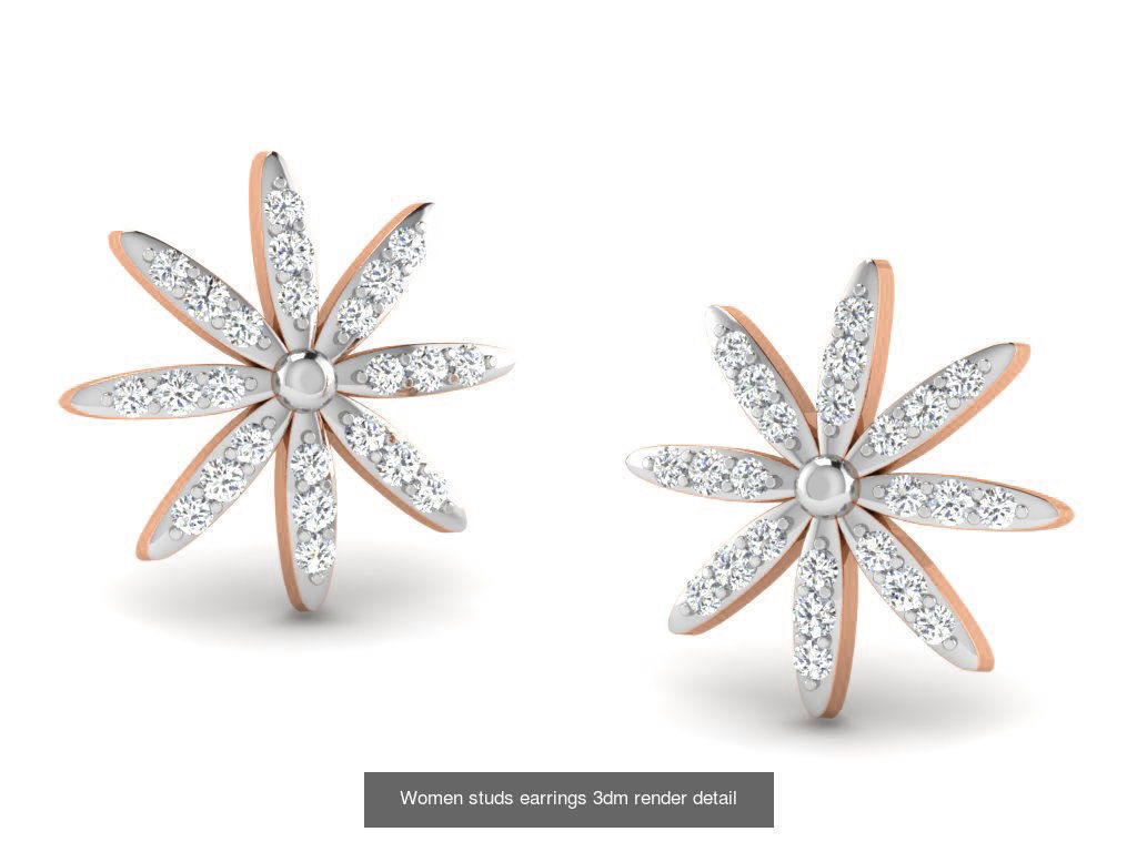 395 Women studs earrings 3dm render detail  3D Model Collection_193