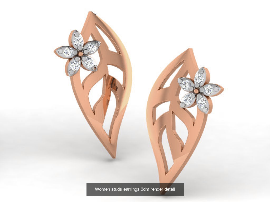395 Women studs earrings 3dm render detail  3D Model Collection_210