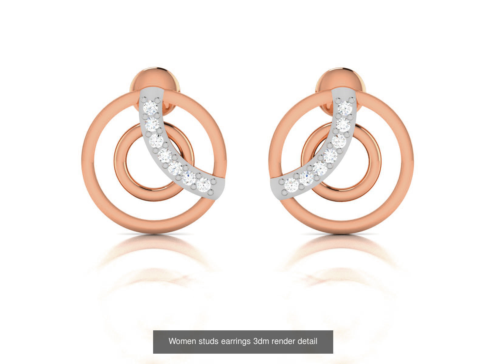 395 Women studs earrings 3dm render detail  3D Model Collection_111