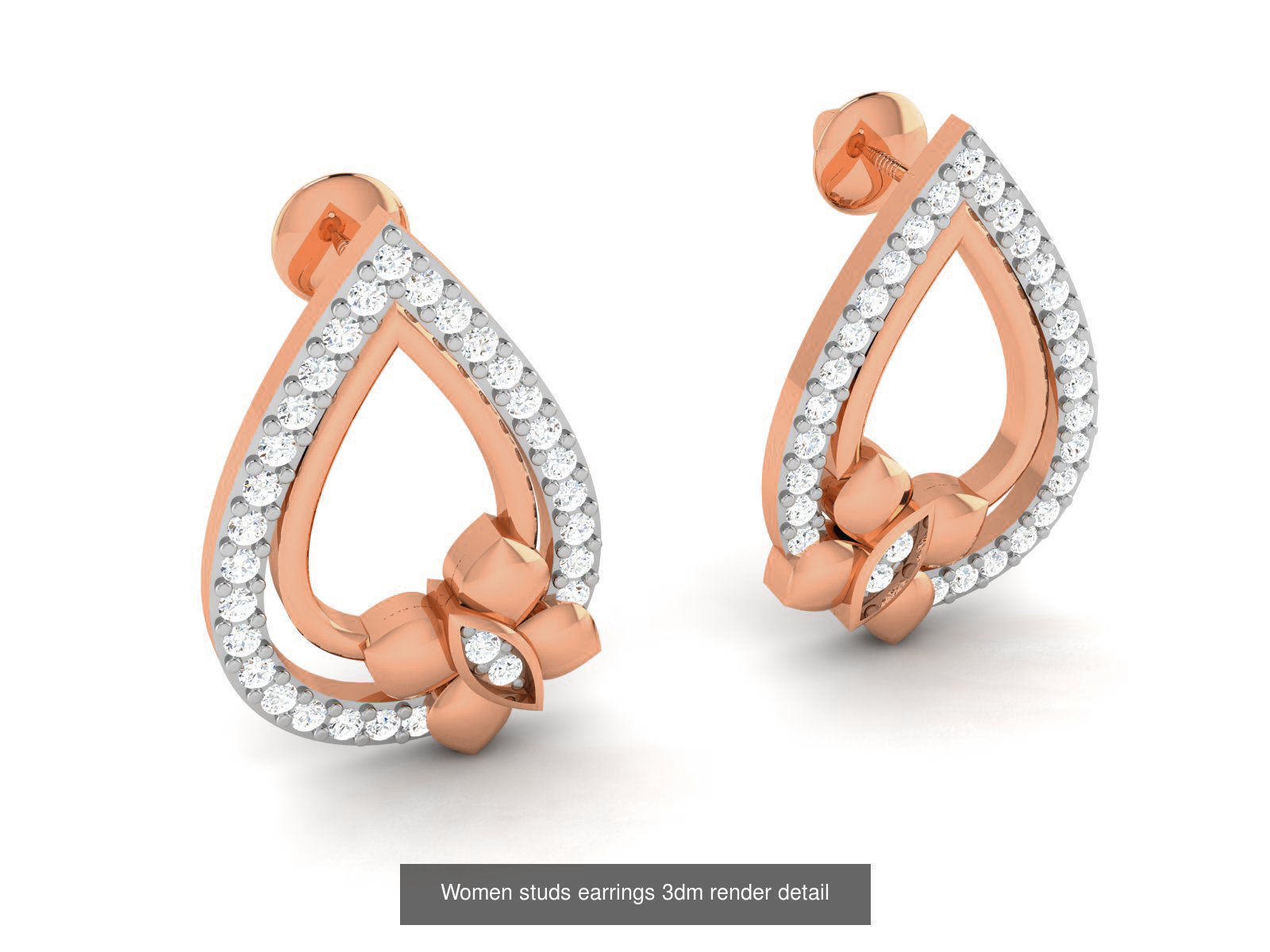 395 Women studs earrings 3dm render detail  3D Model Collection_112