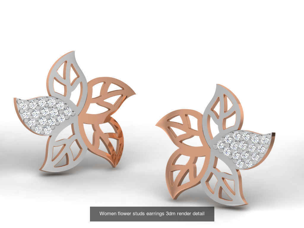 395 Women studs earrings 3dm render detail  3D Model Collection_209