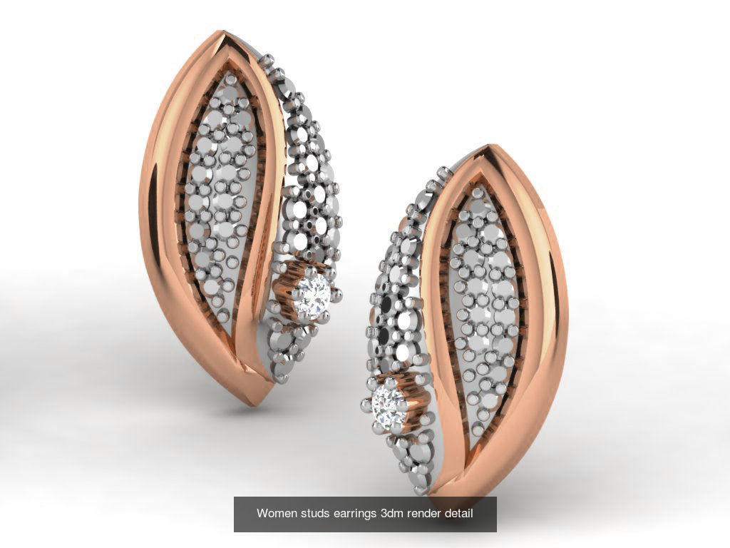 395 Women studs earrings 3dm render detail  3D Model Collection_91