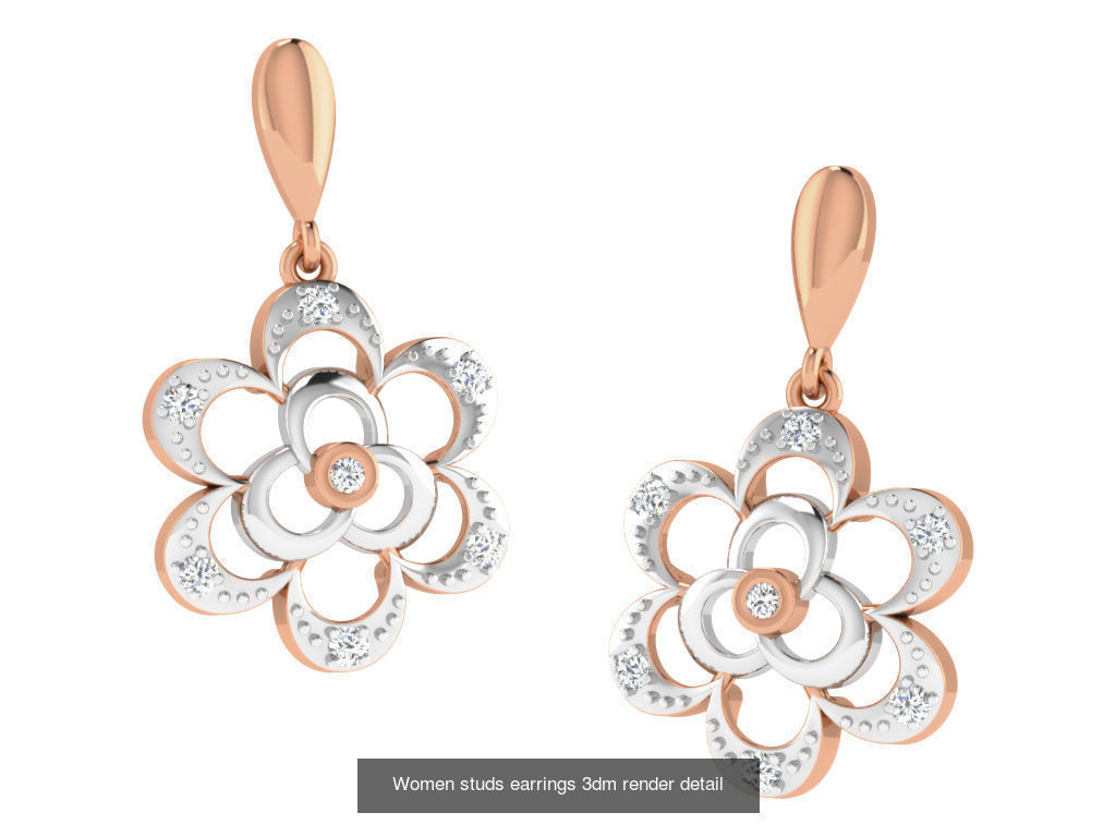395 Women studs earrings 3dm render detail  3D Model Collection_152