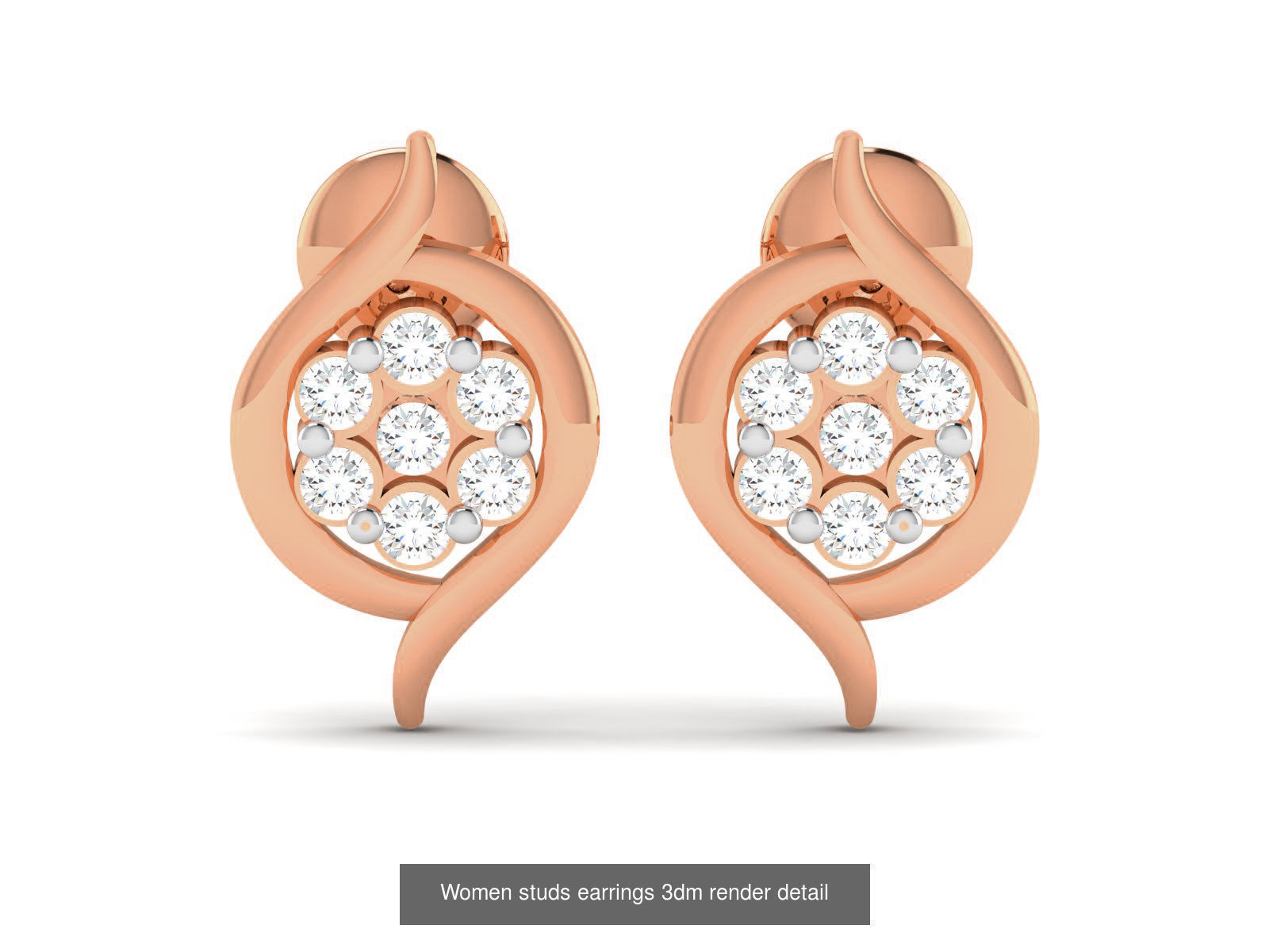 395 Women studs earrings 3dm render detail  3D Model Collection_109