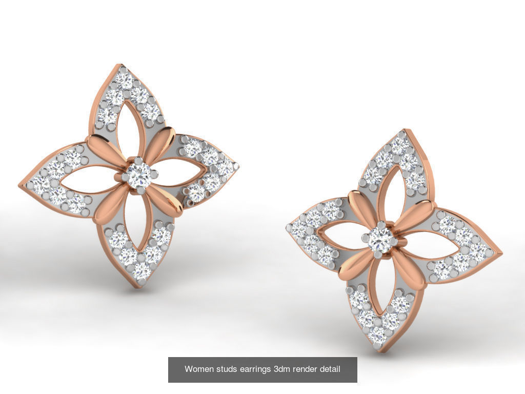 395 Women studs earrings 3dm render detail  3D Model Collection_212