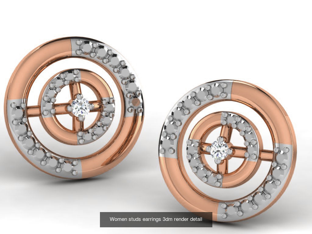 395 Women studs earrings 3dm render detail  3D Model Collection_89