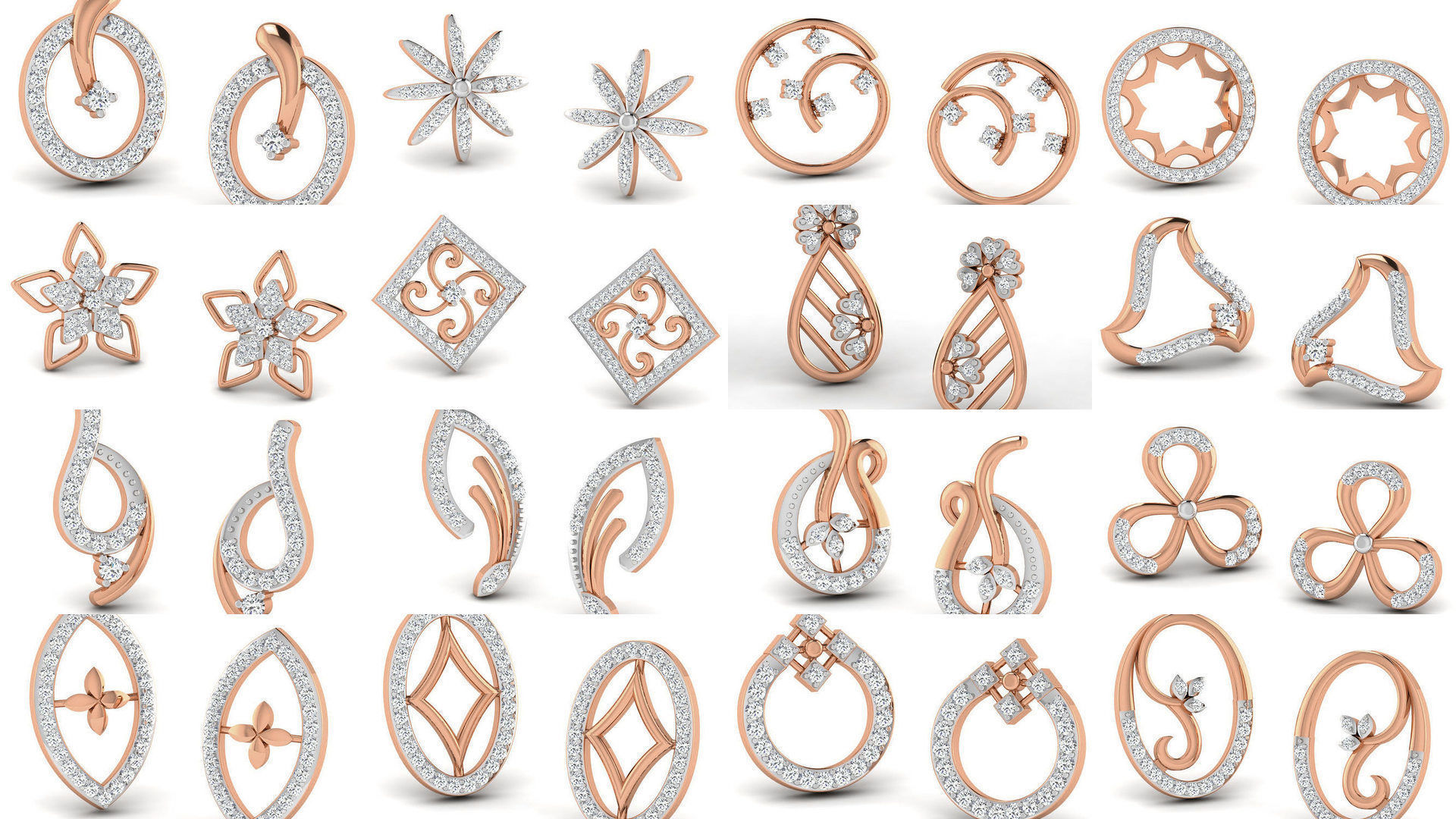 395 Women studs earrings 3dm render detail  3D Model Collection_17