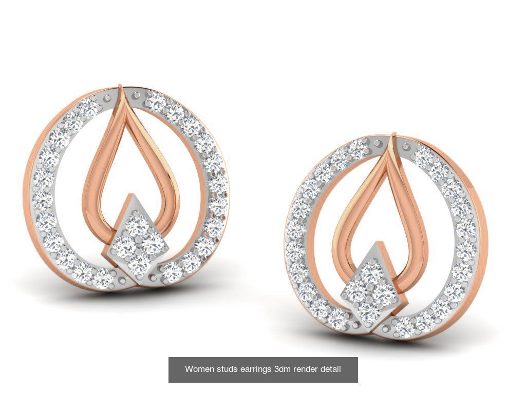 395 Women studs earrings 3dm render detail  3D Model Collection_216