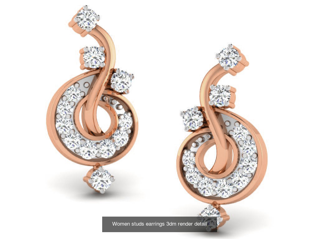 395 Women studs earrings 3dm render detail  3D Model Collection_129