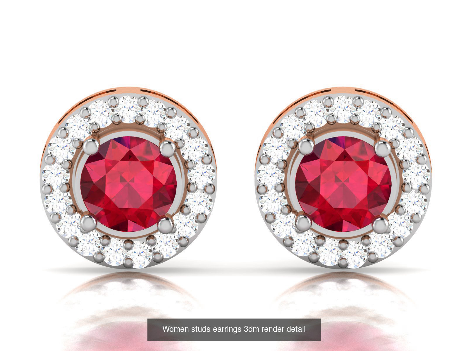 395 Women studs earrings 3dm render detail  3D Model Collection_104