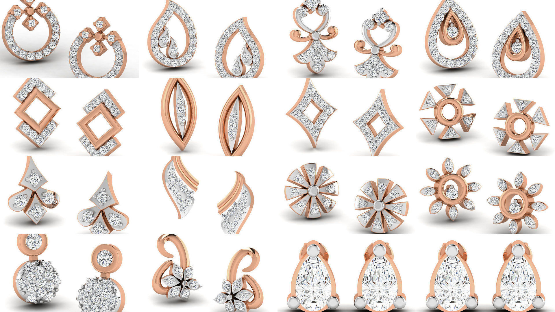 395 Women studs earrings 3dm render detail  3D Model Collection_38