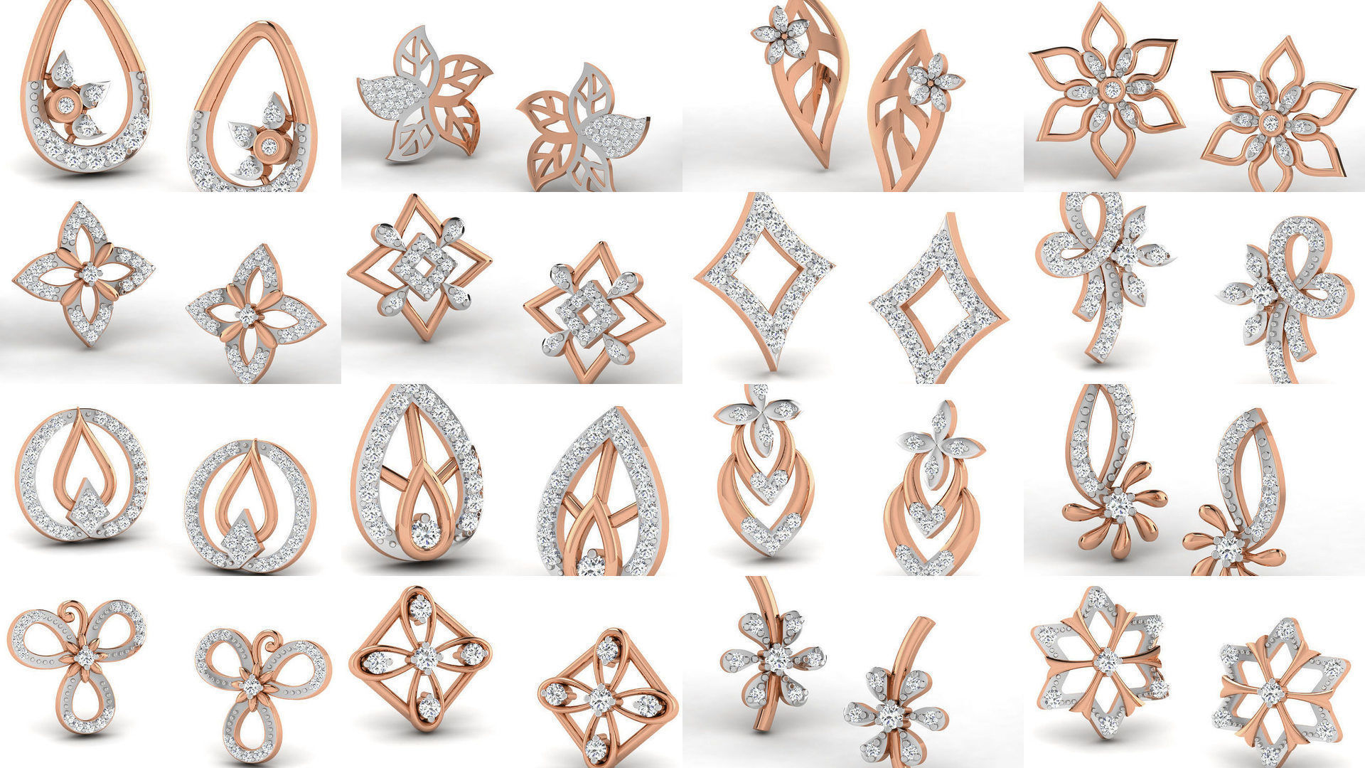 395 Women studs earrings 3dm render detail  3D Model Collection_19