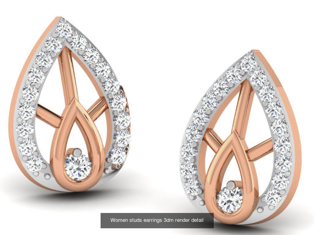 395 Women studs earrings 3dm render detail  3D Model Collection_217