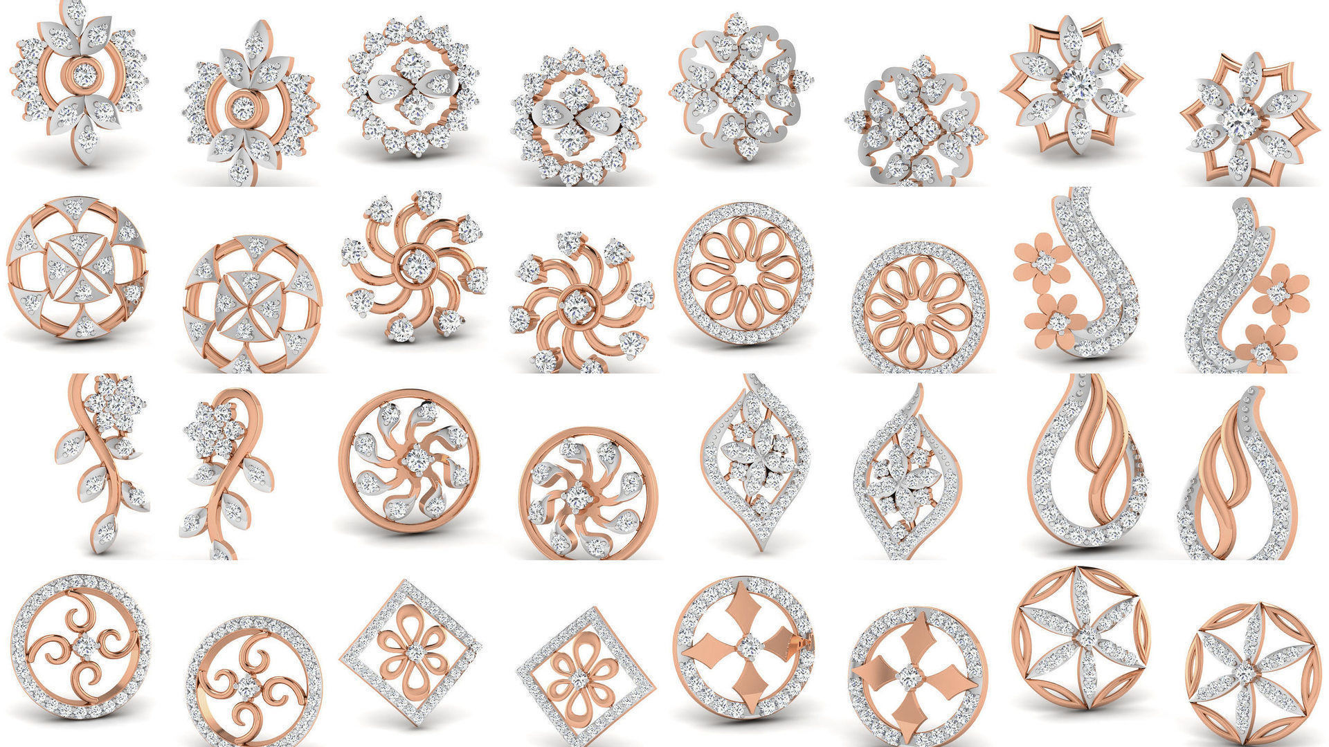 395 Women studs earrings 3dm render detail  3D Model Collection_13