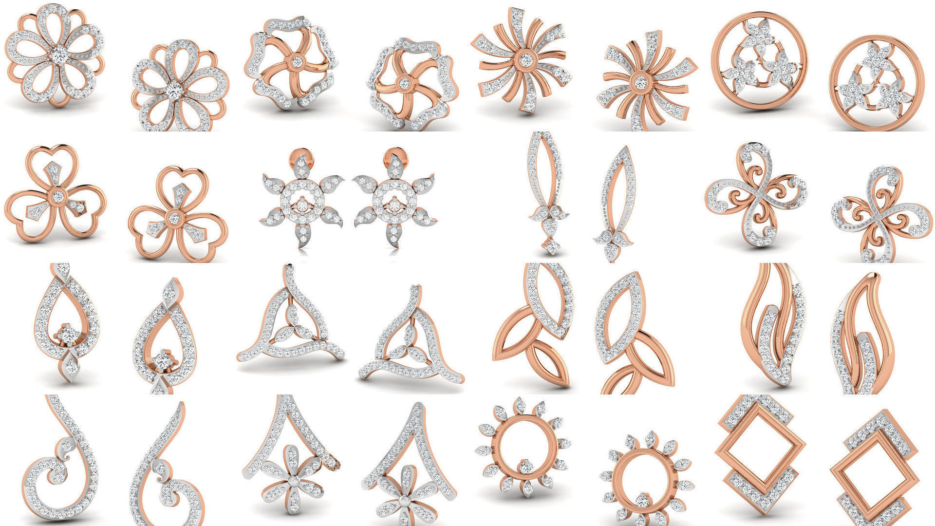 395 Women studs earrings 3dm render detail  3D Model Collection_15