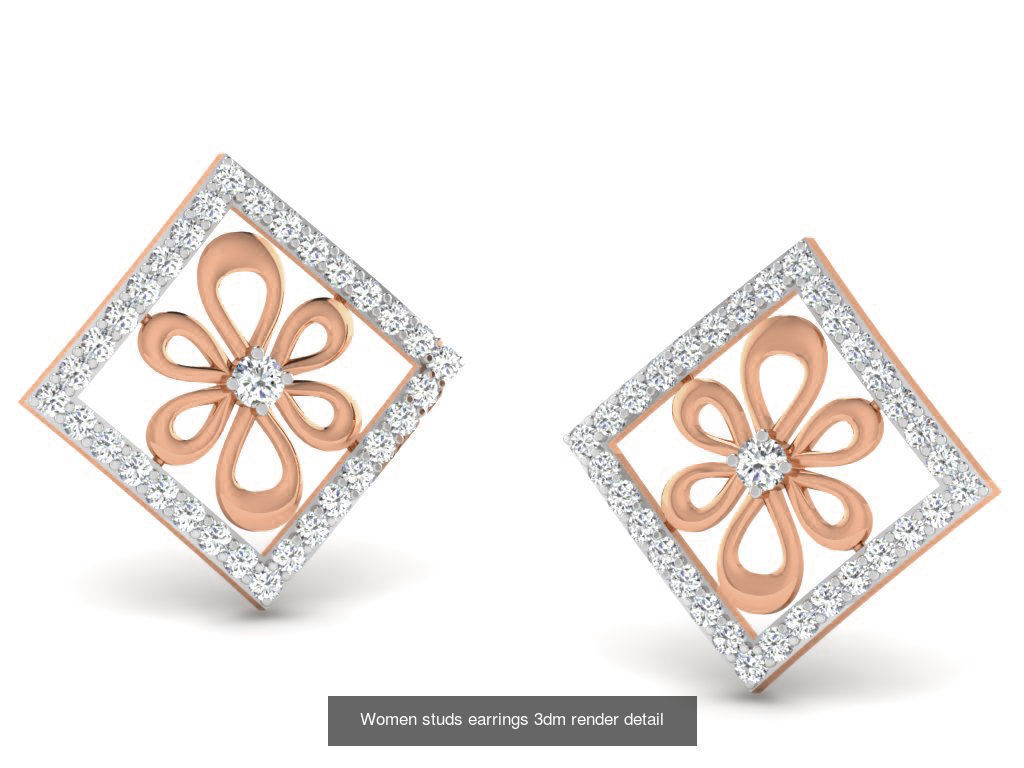 395 Women studs earrings 3dm render detail  3D Model Collection_173