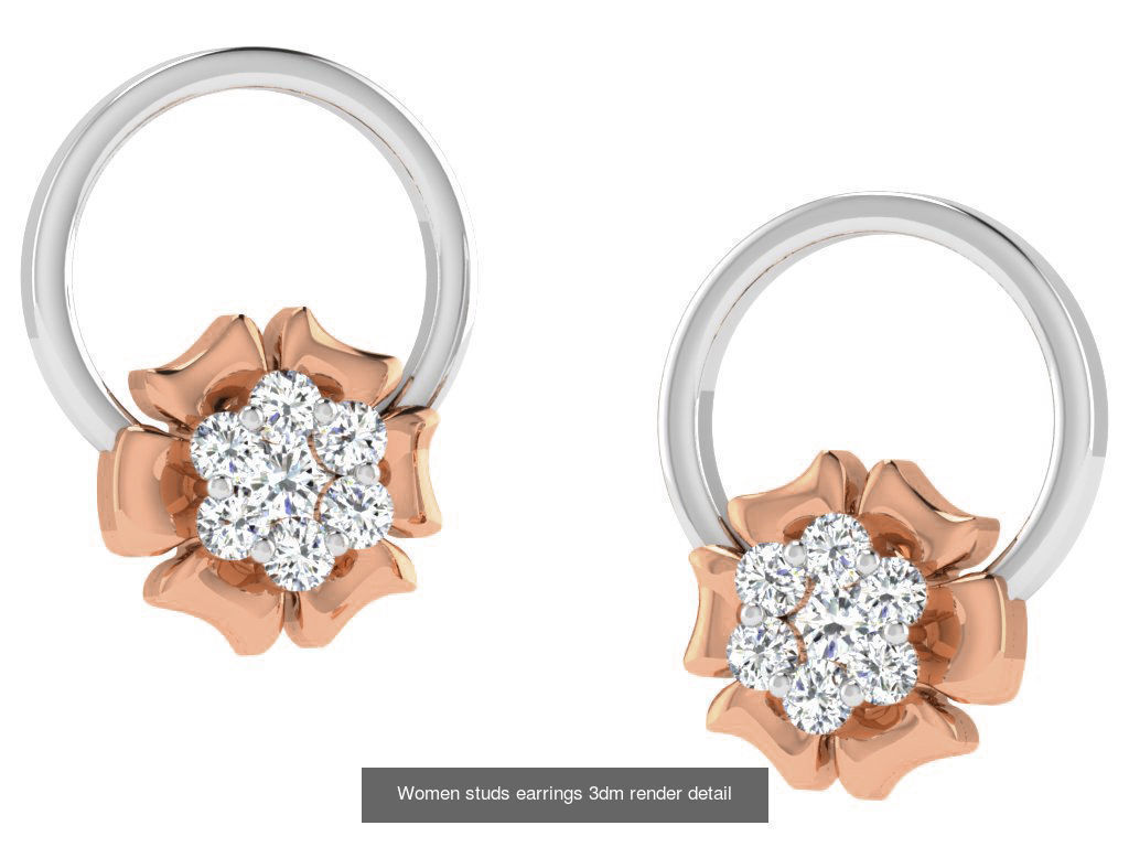 395 Women studs earrings 3dm render detail  3D Model Collection_156