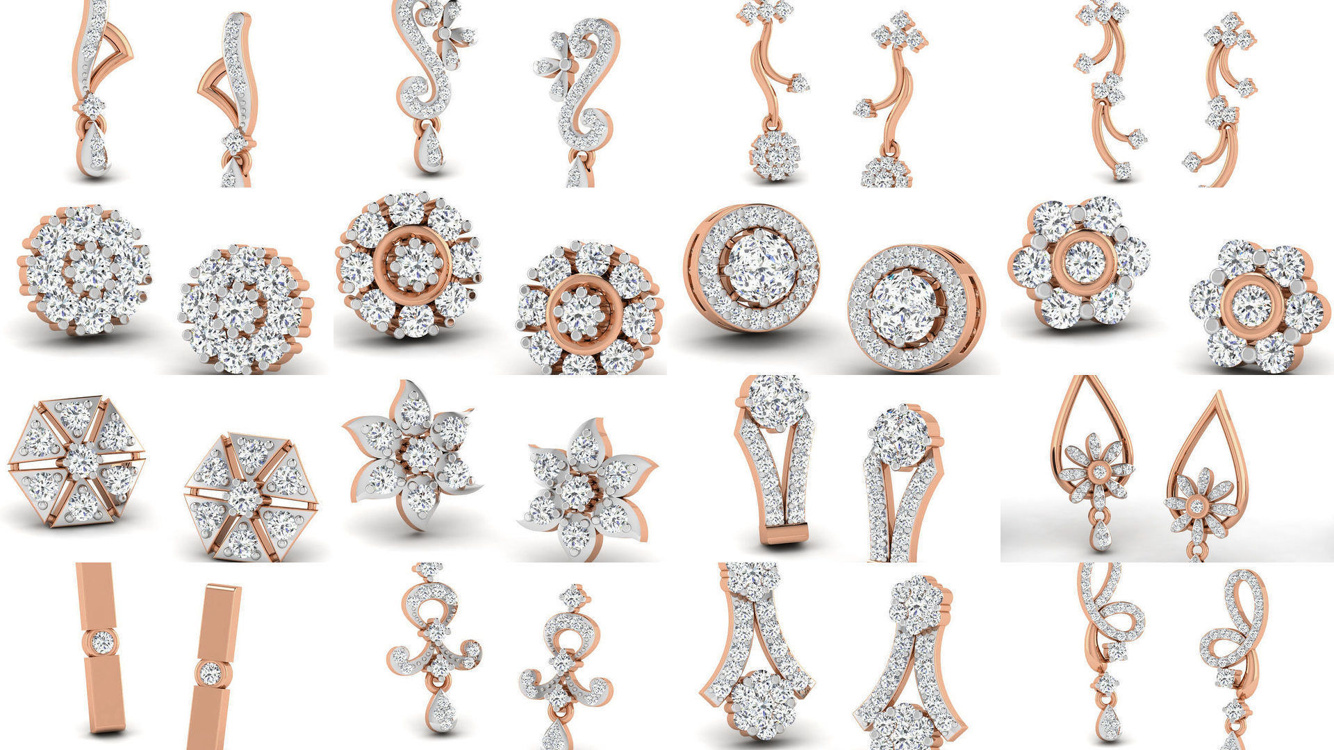 395 Women studs earrings 3dm render detail  3D Model Collection_26