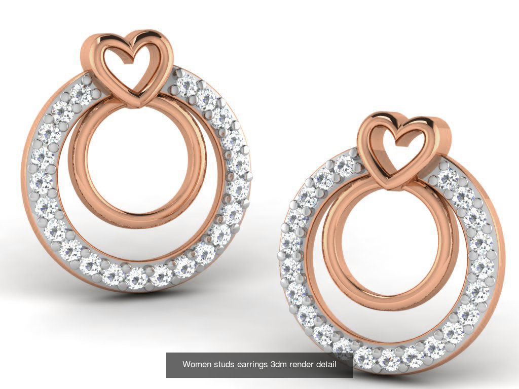 395 Women studs earrings 3dm render detail  3D Model Collection_134