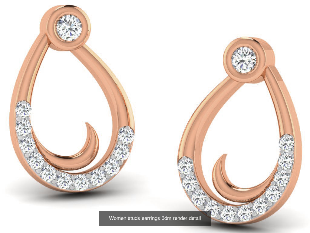 395 Women studs earrings 3dm render detail  3D Model Collection_229
