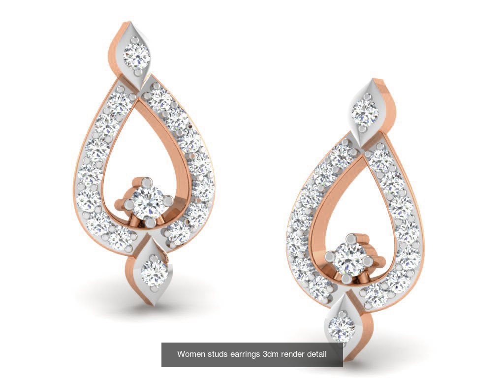 395 Women studs earrings 3dm render detail  3D Model Collection_184