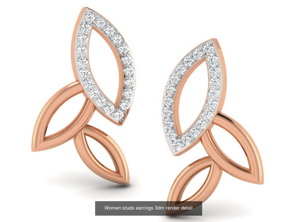 395 Women studs earrings 3dm render detail  3D Model Collection_186